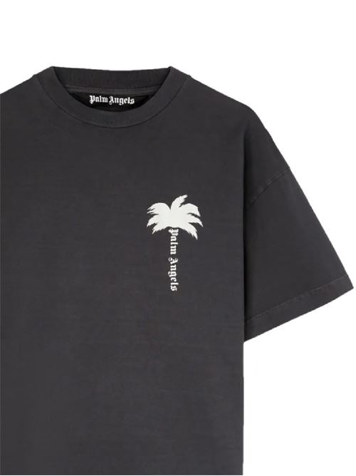 T-shirt nera con palma stampata sul davanti PALM ANGELS | PMAA072S24JER0060703